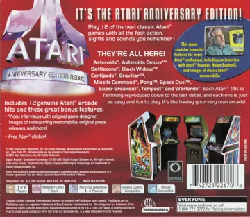 Atari Anniversary Edition Redux (US) box cover back